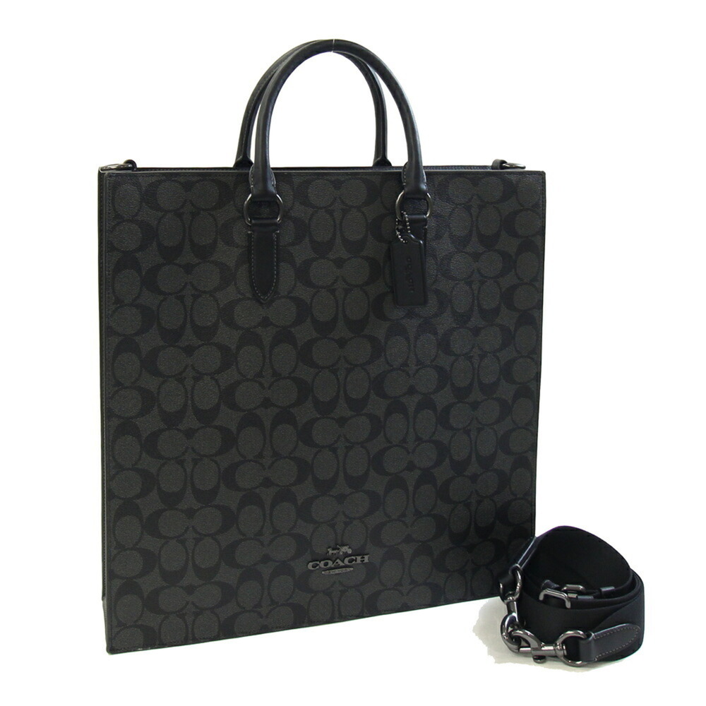 Coach Signature Dylan Large Tote CR314 Gray Black Leather Shoulder Bag for Me...